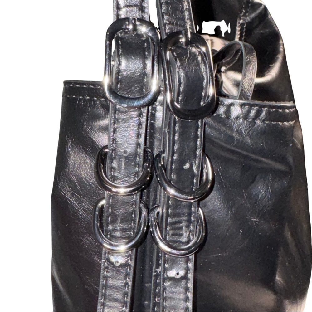 Zara Black Hobo Bag 14x14 Shoulder Purse Magnetic Clasp Designer Handbag - Picture 4 of 8